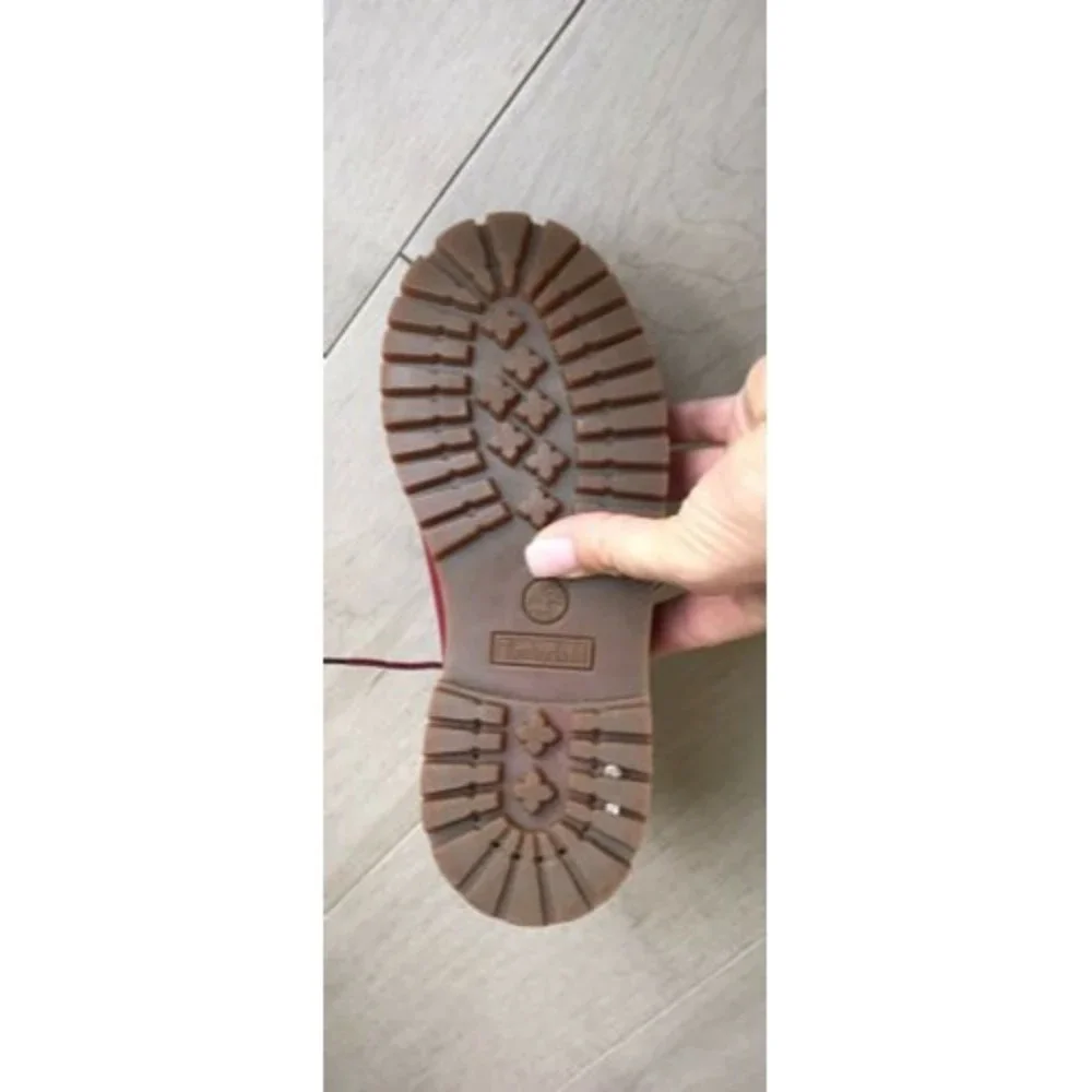 TIMBERLAND 6IN WATERPROOF BOOT BURGUNDY NUBUCK leather 2.5 big girls Rts$130